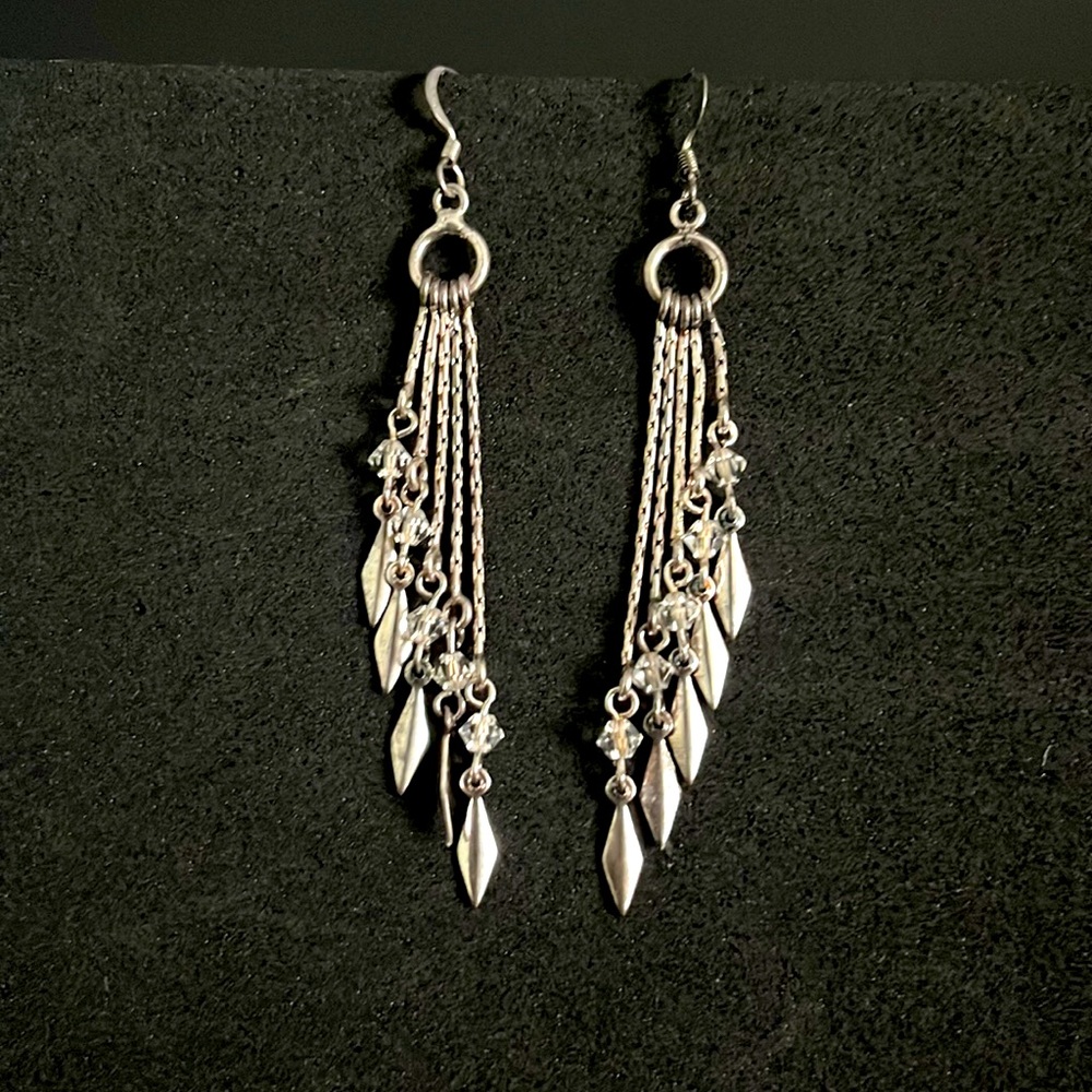 Sterling Silver .925 Crystal Dangling Earrings -NWT
